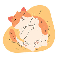 cat sleeping in yellow pillow