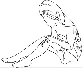 girl shaving her legs