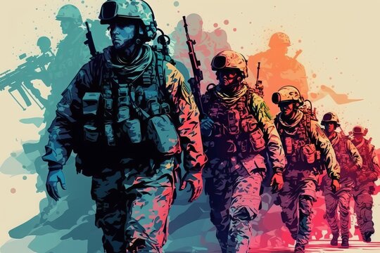 Painted style military uniforms that showcase individuality - Generative AI