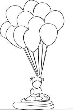 birthday little girl balloons