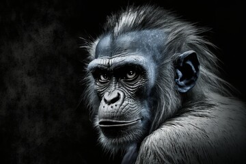 Monkey shines in black and white: An artistic portrait - Generative AI