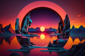 Let the colors of this abstract sunrise wallpaper set the tone for your day - Generative AI