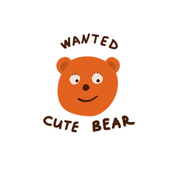 Looking for a cute bear cub. Isolated vector image of bear face.