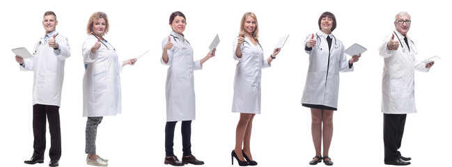 Obraz premium group of doctors with clipboard isolated on white