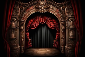 Theater magic: Step onto the stage with red curtains and bring your story to life - Generative AI