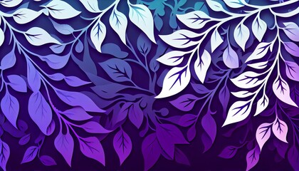 A purple and blue gradient background with a subtle leafy vine pattern in white. Generative AI