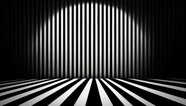 A bold black and white horizontal striped background. Generative AI