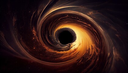 Obraz premium An awe-inspiring image of a black hole surrounded by swirling gas and dust.. Generative AI