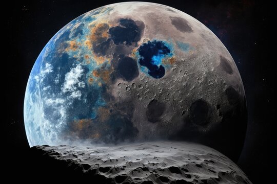 High Definition Image of Earth's Moon. Generative AI