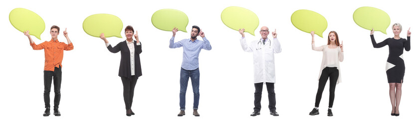 group of successful business people with comments