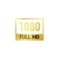 1080 full hd video label gold color icon