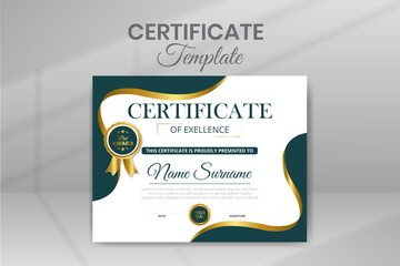 Modern Certificate of Achievement Appreciation Template Design With Luxury Badges and Clean Modern Pattern Background Ready Print