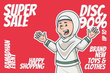 Ramadan Super Sale promotion poster banner for display product