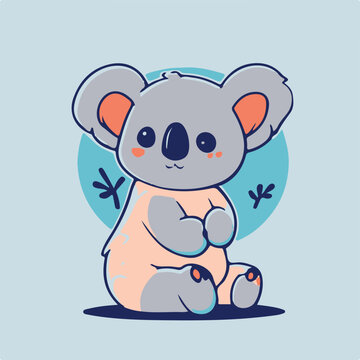 Cute koala sitting cartoon vector icon illustration
