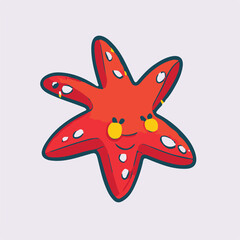 Red starfish with yellow dots vector