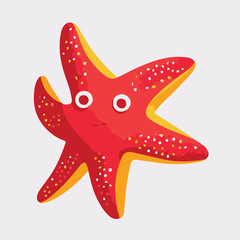 Red starfish with yellow dots vector