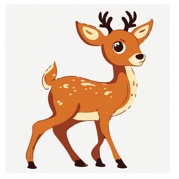 Vector cute deer cartoon on solid background