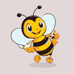  Vector cute happy bee cartoon on white background 