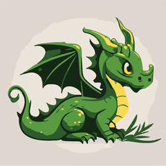 Vector cute green dragon vector illustration 