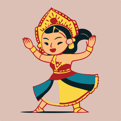 Vector traditional dancer cartoon vector illustration