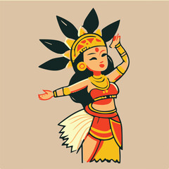 Vector traditional dancer cartoon vector illustration