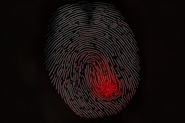 Red fingerprint background. Generative AI.