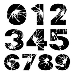 Decorative Number with Splash texture, Vector Grunge theme. 