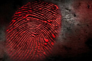 Red fingerprint background. Generative AI.