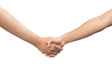Shaking hands  isolated on white.