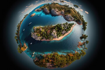 islands, bays, high dynamic range images, environment maps, spheres, equidistant projections, 360 degree panoramas, high resolution images. Generative AI