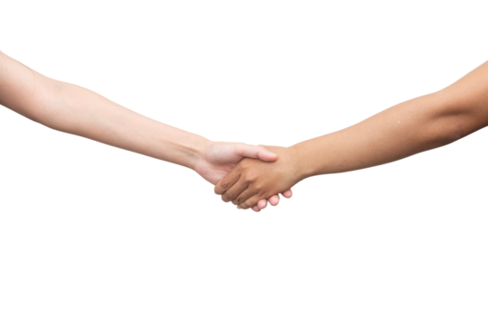 Shaking hands  isolated on white.