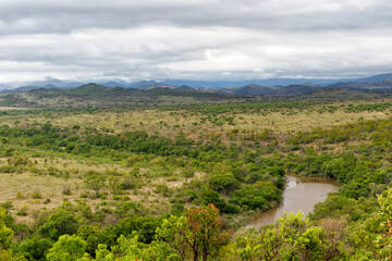 View over the Komati River from Nkomazi Game Reserve near the city of Badplaas in South Africa