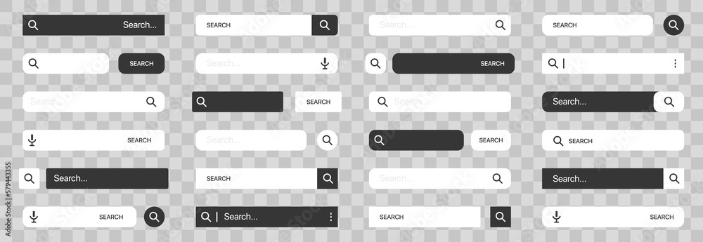 Poster set of search bar boxes for site design