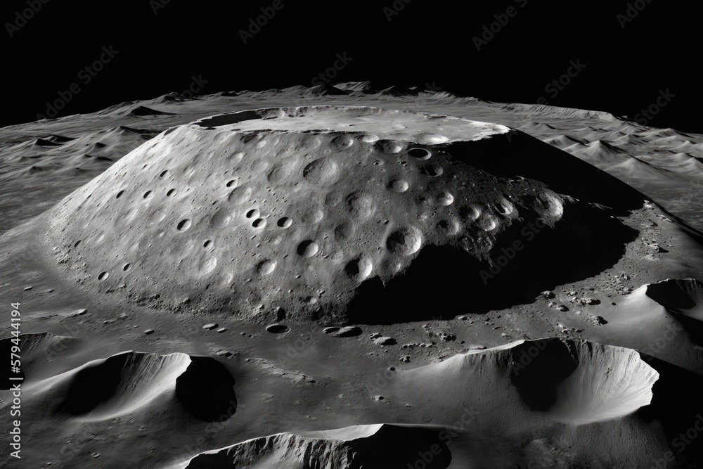 Canvas Prints Moon's cratered surface, as seen from Earth Image of Earth's satellite showing craters and mountains in close up. Surface or setting texture. Generative AI