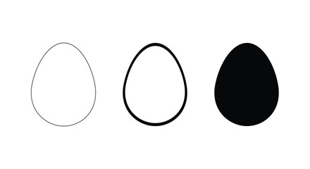 Happy Easter Eggs Outline. A drawing of an egg with a black circle on the left and a white egg on the right.
