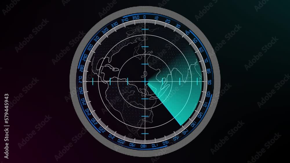 Wall mural Radar Screen HUD animated 4K. 