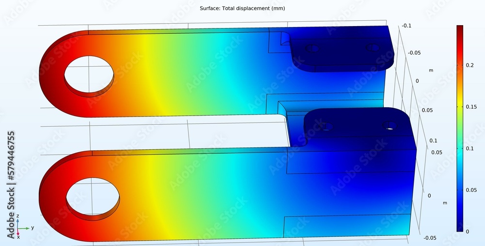 Canvas Prints Computer 3d modeling of the steel mechanical part.
Displacement of the shape of the part under the influence of high temperature.
Physical properties of solids.