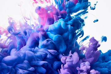 Flowing blue and pink mix paint abstract background