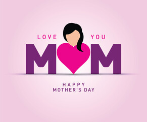 Happy mother's day concept greeting card with heart background.
