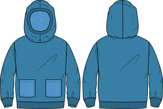 blue hoodie front and back view clip art preview