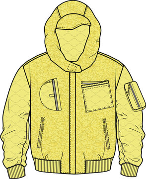 yellow bomber jacket with hood clip art preview