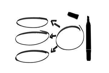 On a white background, an oval is drawn with a black marker for writing text.