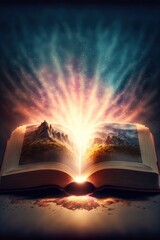 The Bible Book the Word of God Creation Genesis with Light Effects