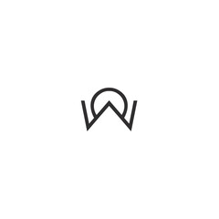 Alphabet letter icon logo OW or WO