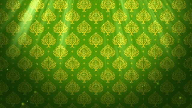 4K Luxury Thai pattern green and gold theme background. Lai Thai element pattern animation