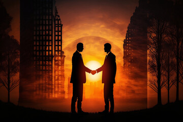 Fototapeta na wymiar business deal with handshake, generative ai