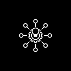 Internet marketing symbol. Global business line icon  isolated on black background. 