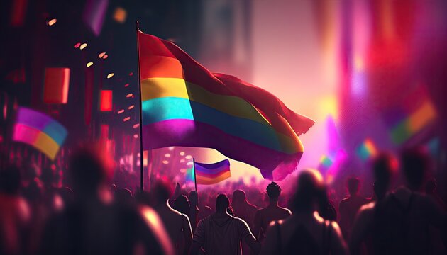 LGBT Community Pride Background Illustration, Rainbow Flag Colors. Generative AI