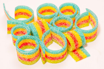 Colorful gummy candies. Isolated on a white background.