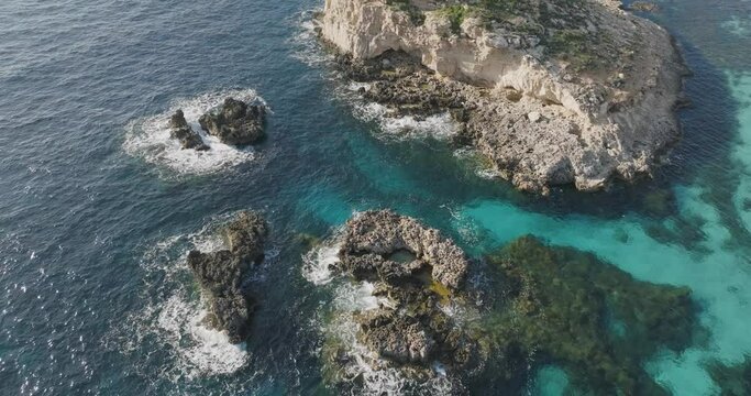 Malta Seaside Aerial Footage of in 4K High Definition. Beautiful Malta Drone Aerial Landscape Scene